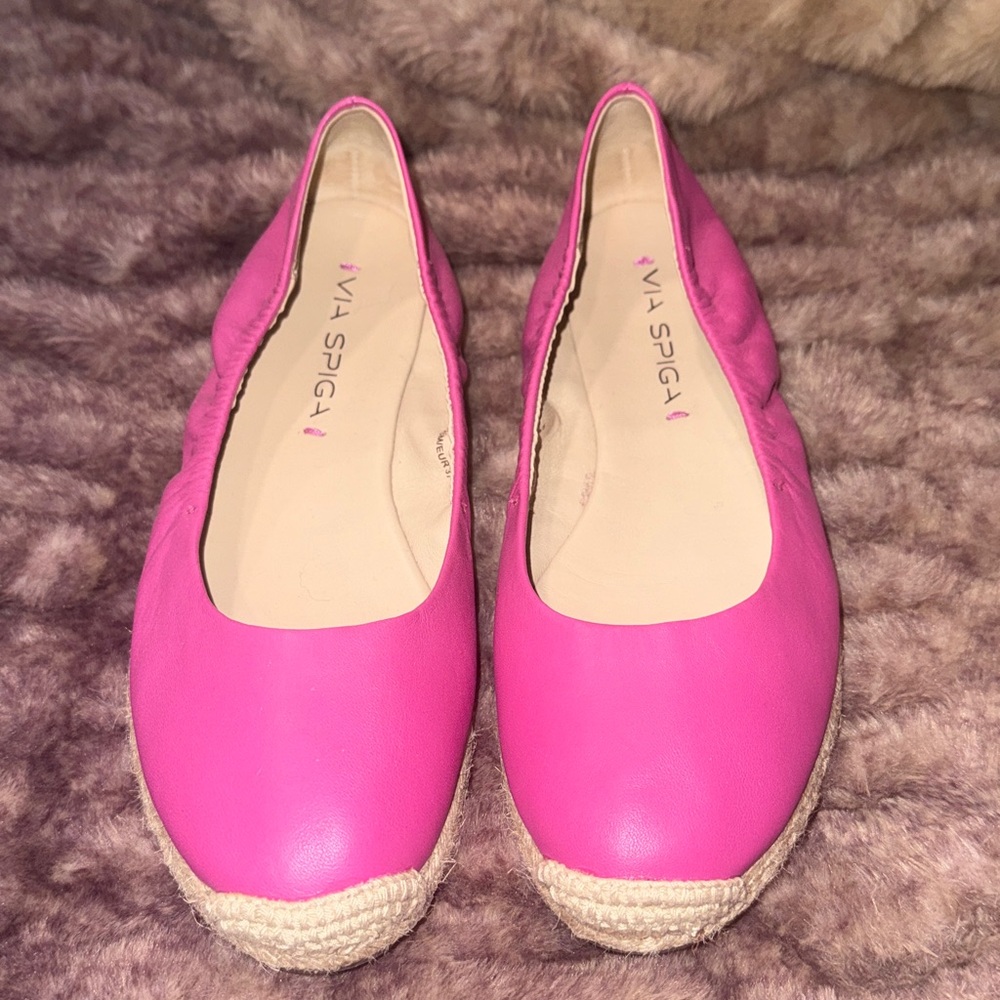Via Spiga Arnelia Ballet Flats women's sz 6.5 (37) bright pink Espadrille style